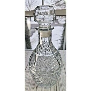 Vtg Princess House Heritage Crown & Grapes Wine Liquor Glass Decanter & Stopper